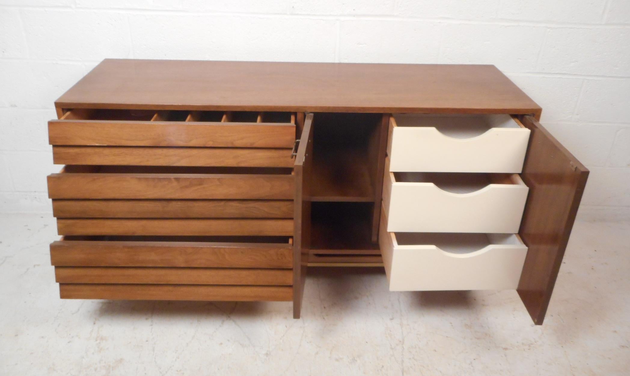 Late 20th Century Mid-Century Modern Walnut Credenza by American of Martinsville