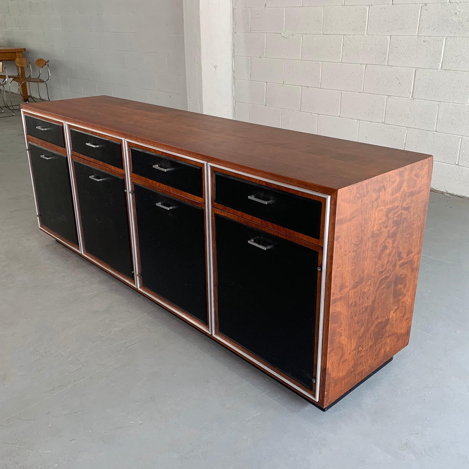 Aluminum Mid-Century Modern Walnut Credenza by John Stuart