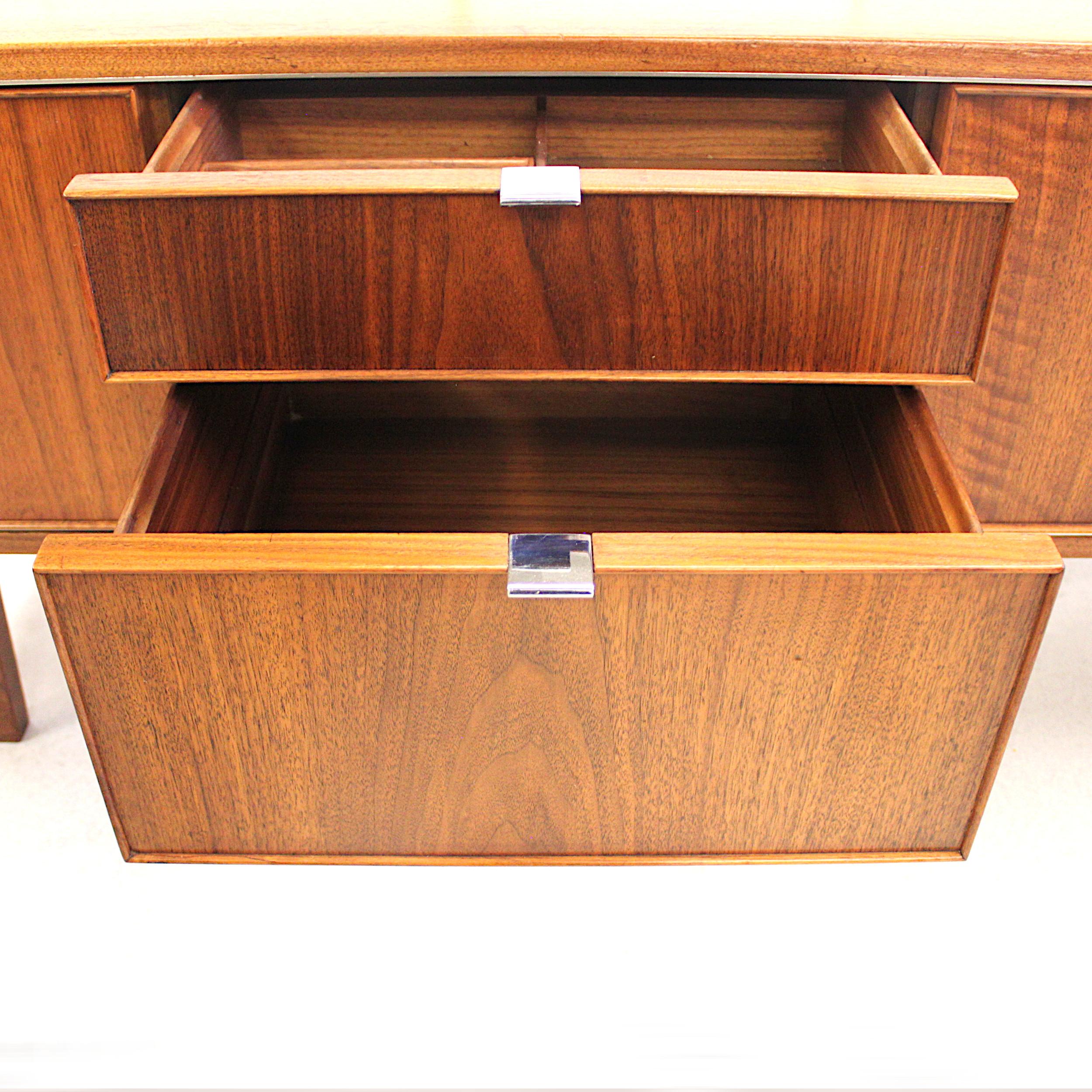 Aluminum Mid-Century Modern Walnut Credenza by Stow Davis