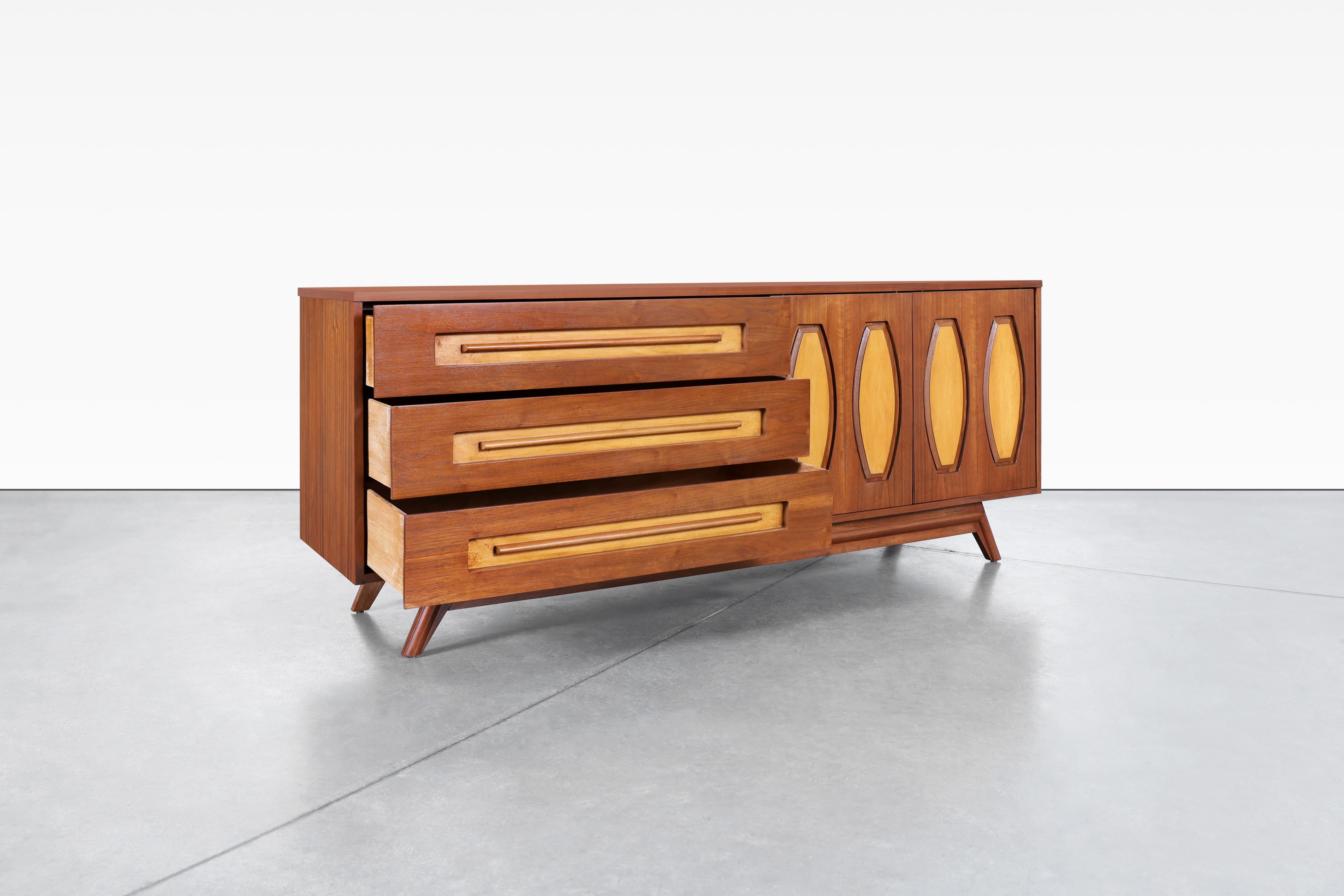 American Mid-Century Modern Walnut Credenza by Young Mtg. For Sale