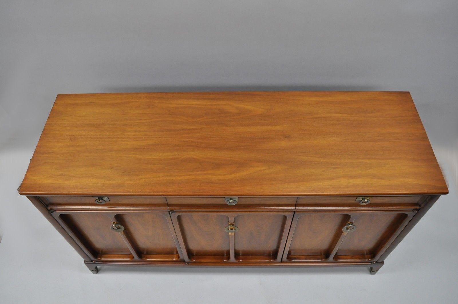 Mid-Century Modern Walnut Credenza Cabinet Sideboard James Mont White Furniture In Good Condition In Philadelphia, PA