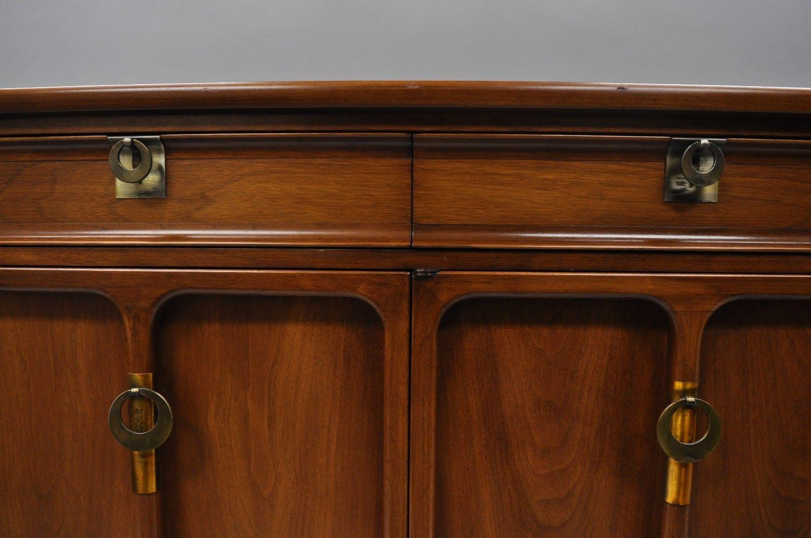 Mid-20th Century Mid-Century Modern Walnut Credenza Cabinet Sideboard James Mont White Furniture