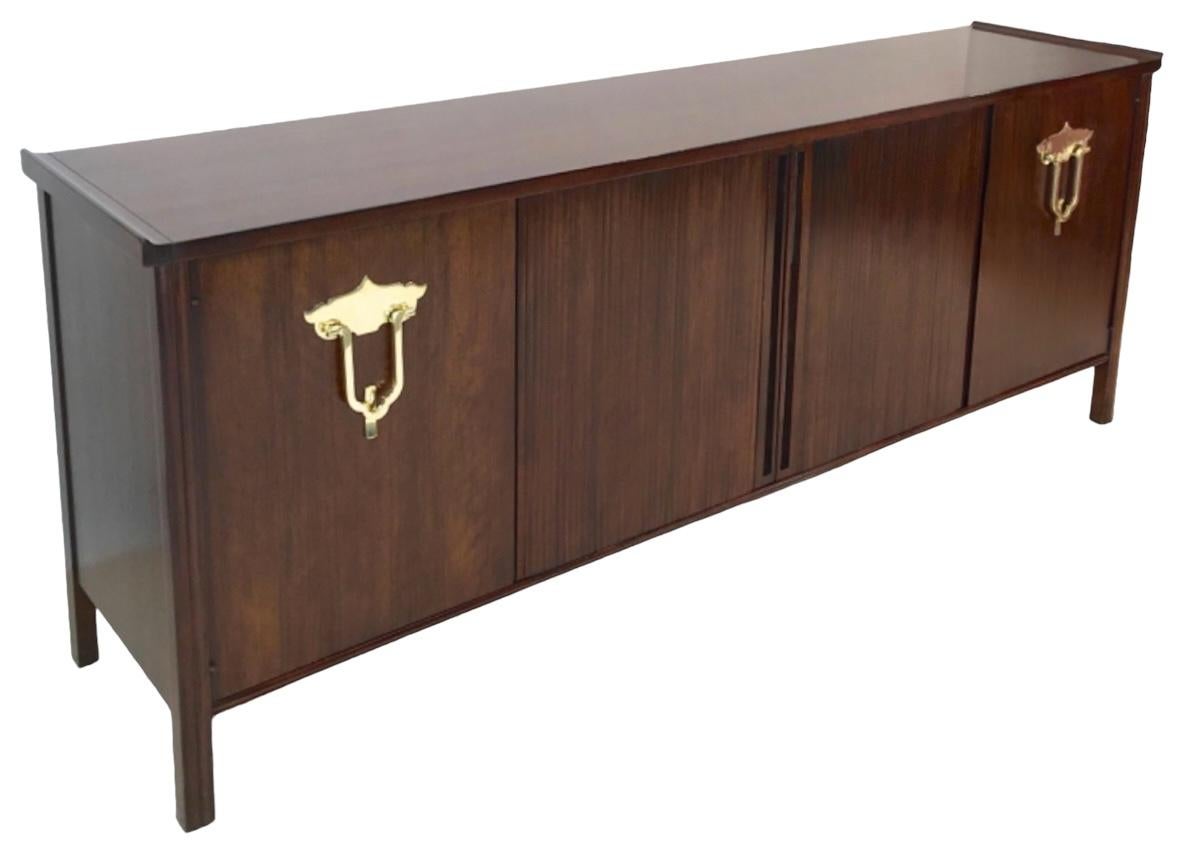 Brass Mid-Century Modern Walnut Credenza / Chest by Bert England for John Widdicomb For Sale