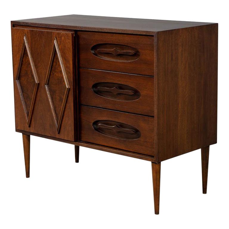 Mid-Century Modern Walnut Credenza Chest Cabinet