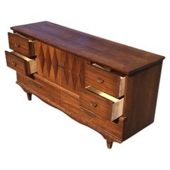 Mid-Century Modern Walnut Credenza / Dresser with Geometric Inlay, circa 1960s