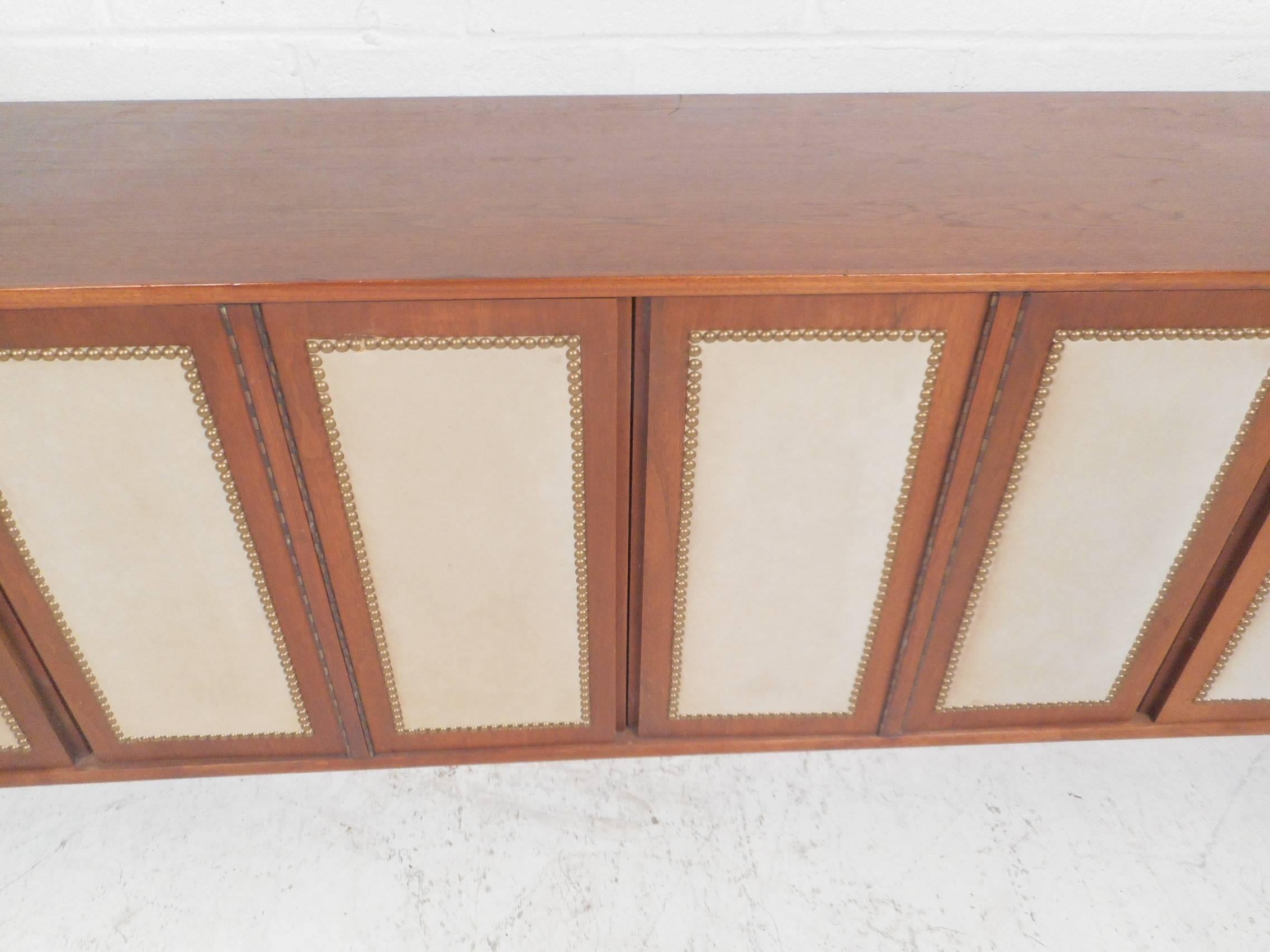 Upholstery Mid-Century Modern Walnut Credenza