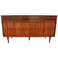 Mid-Century Modern Walnut Credenza on Pencil Legs