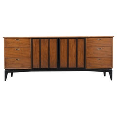 Mid-Century Modern Walnut Credenza with Original Steel Handles