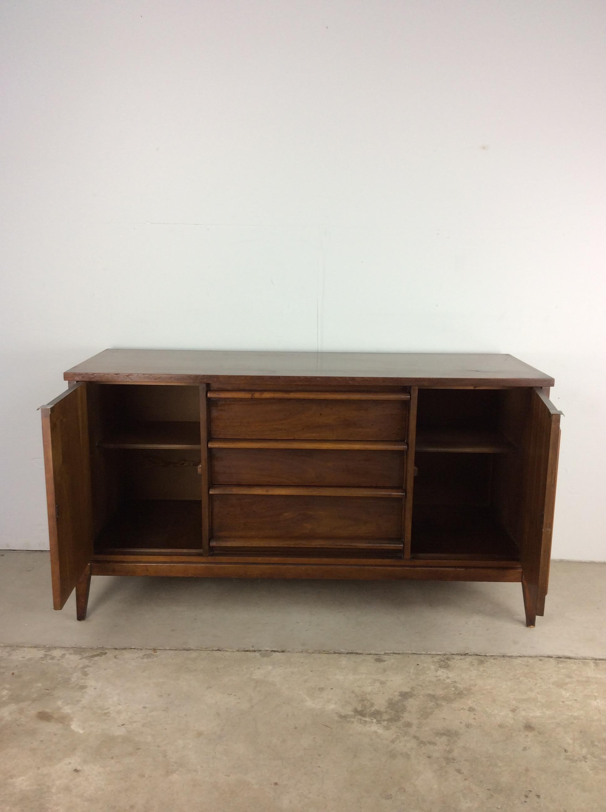 Mid Century Modern Walnut Credenza with Two Cabinets For Sale 5