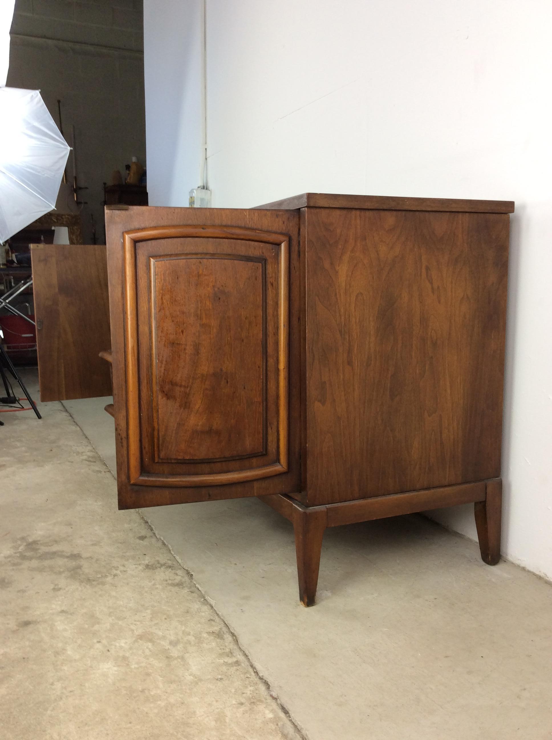 Mid Century Modern Walnut Credenza with Two Cabinets For Sale 7