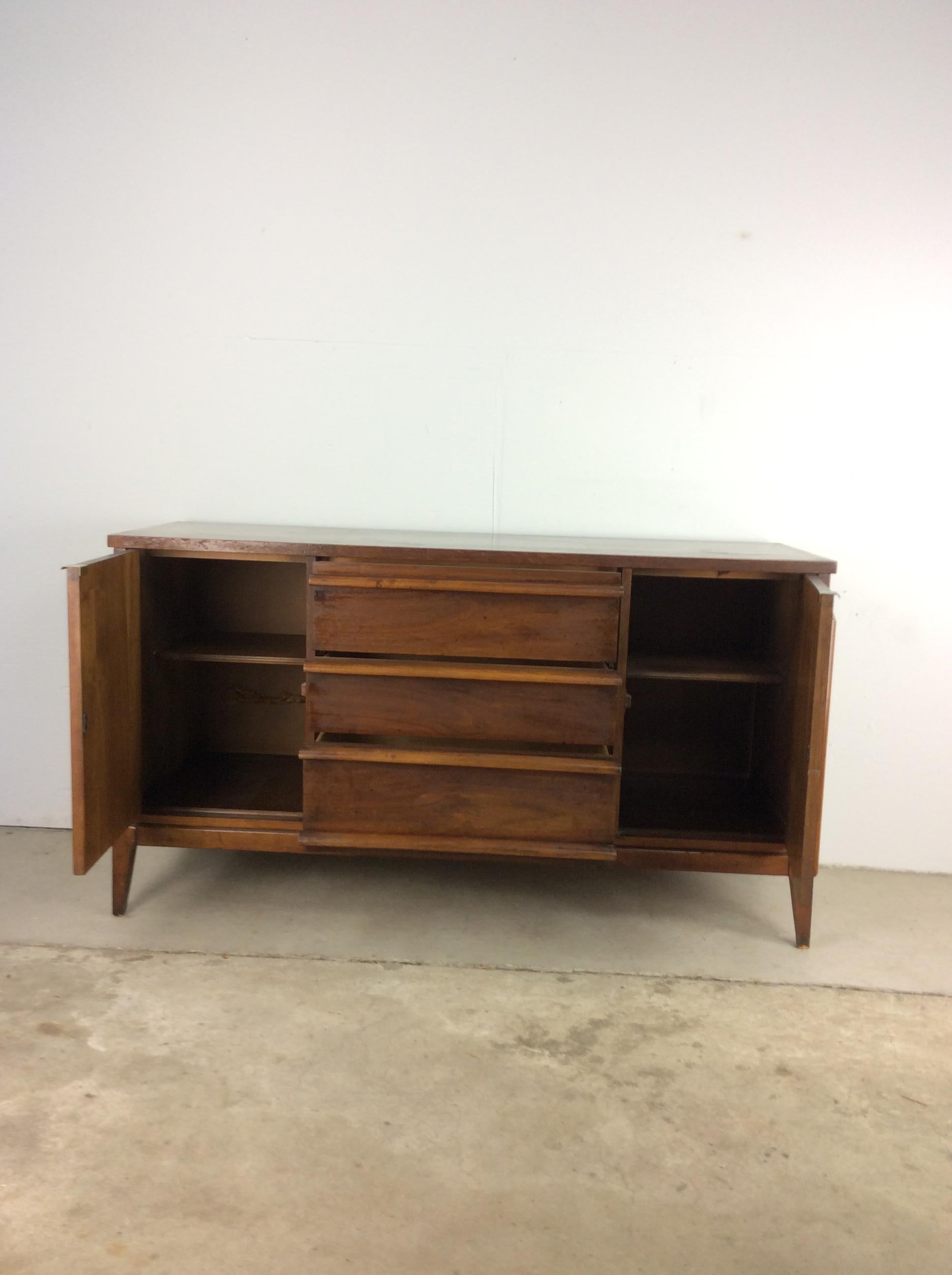 Mid Century Modern Walnut Credenza with Two Cabinets For Sale 8