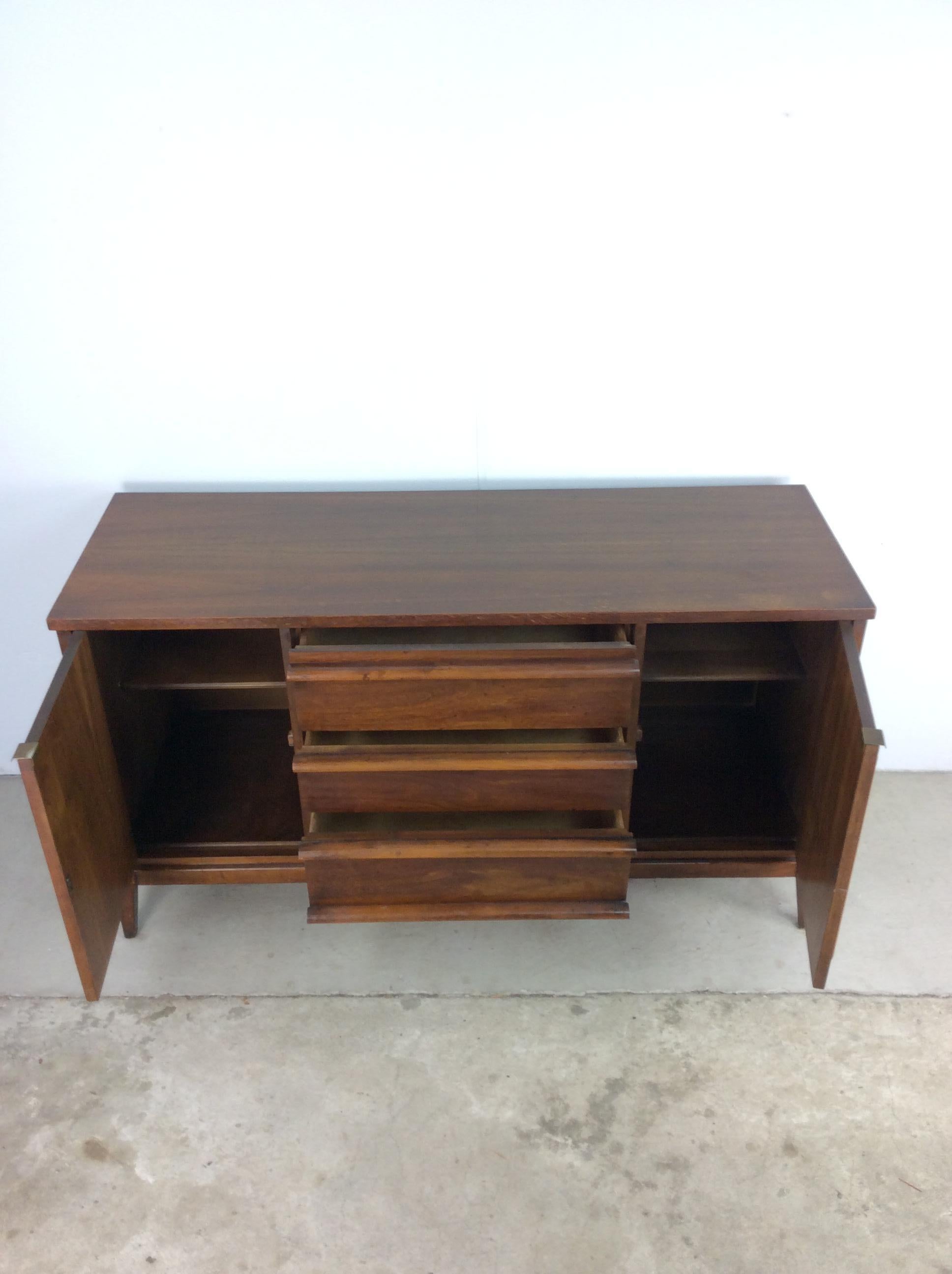 Mid Century Modern Walnut Credenza with Two Cabinets For Sale 9