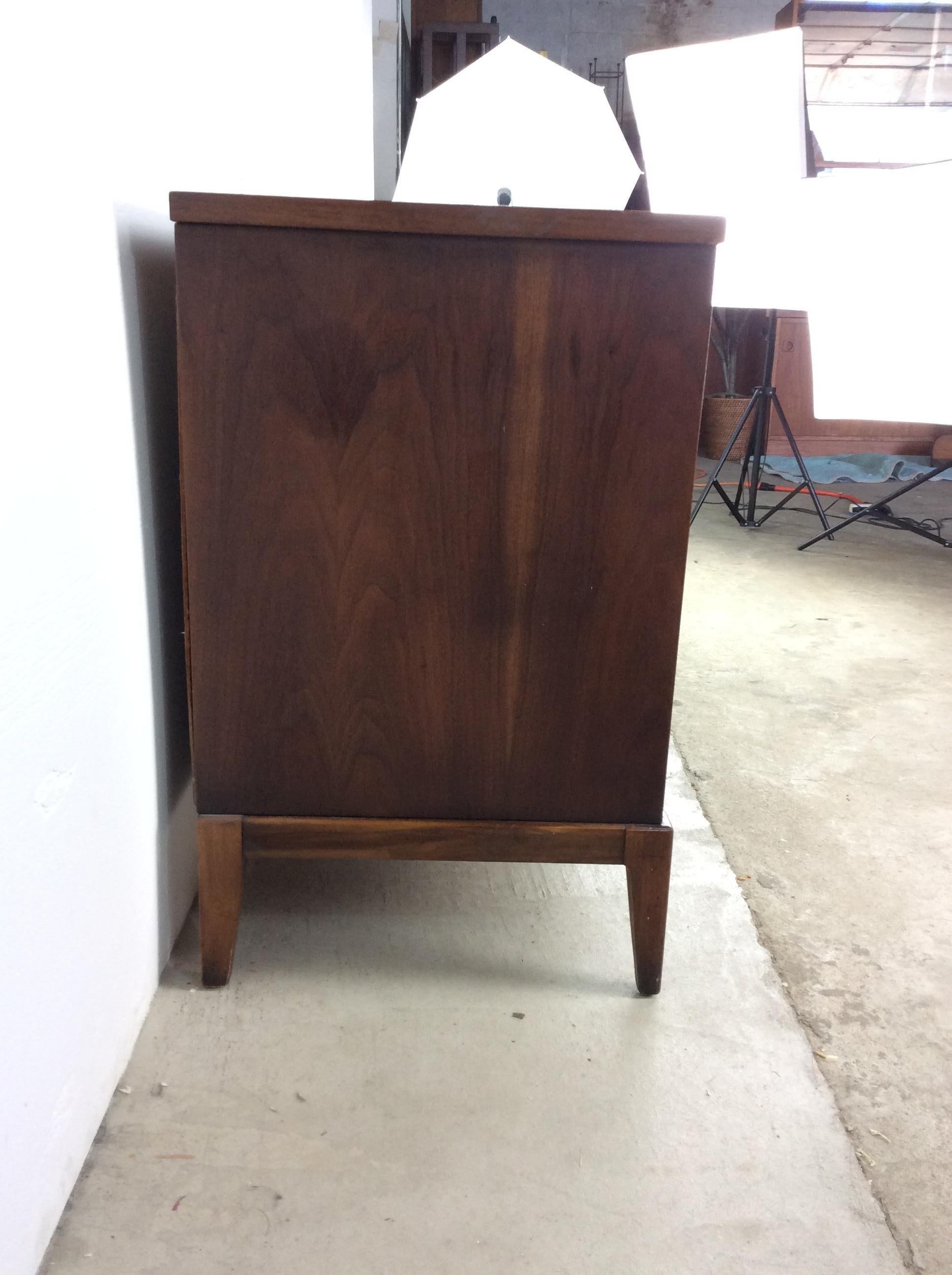 Mid Century Modern Walnut Credenza with Two Cabinets For Sale 12