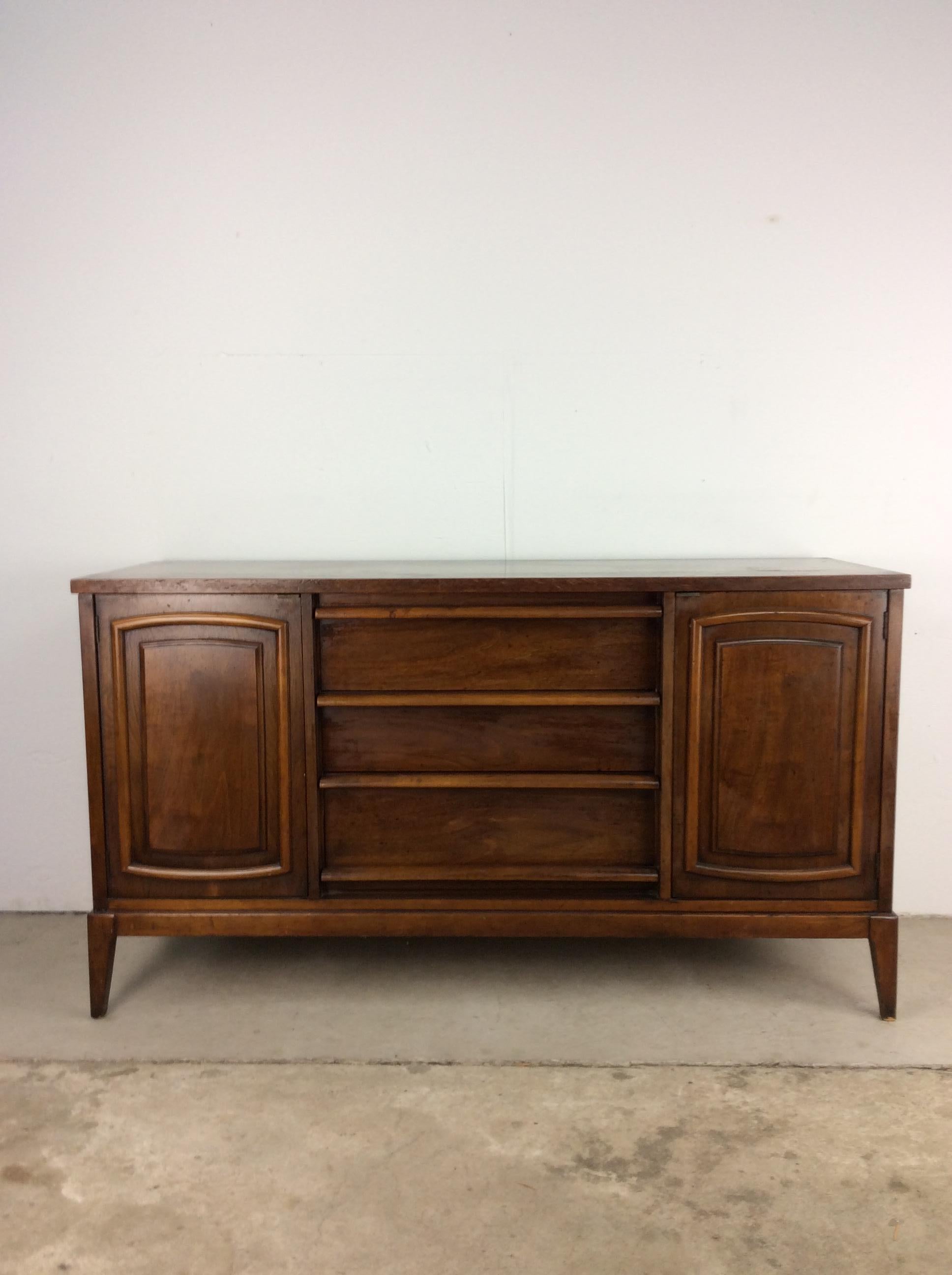 Mid-Century Modern Mid Century Modern Walnut Credenza with Two Cabinets For Sale