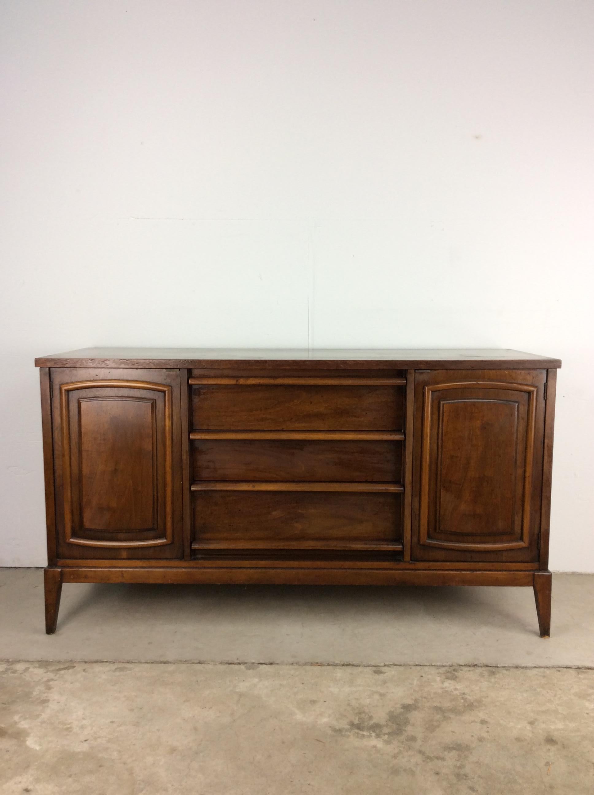 American Mid Century Modern Walnut Credenza with Two Cabinets For Sale