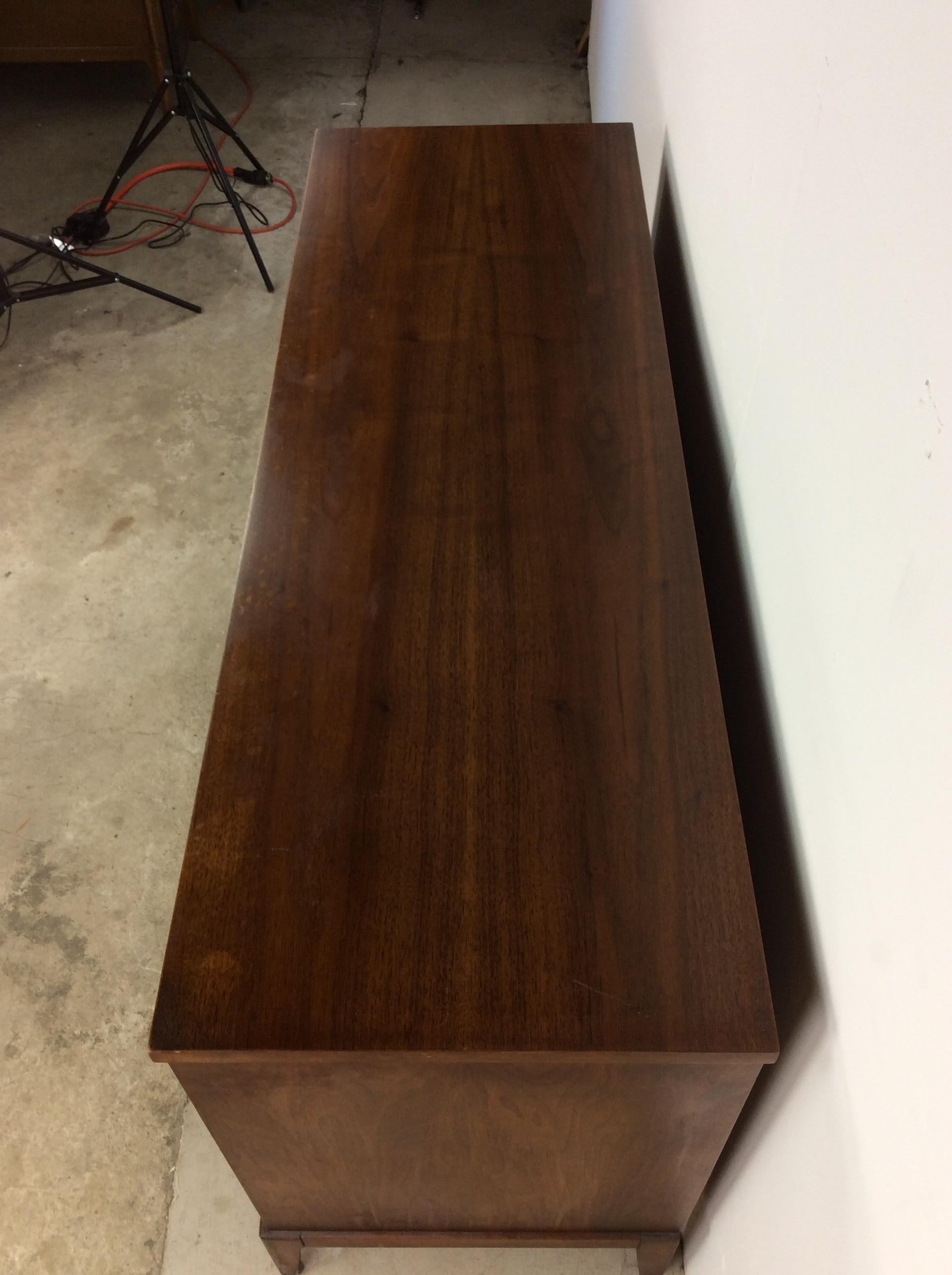 Mid Century Modern Walnut Credenza with Two Cabinets In Good Condition For Sale In Freehold, NJ