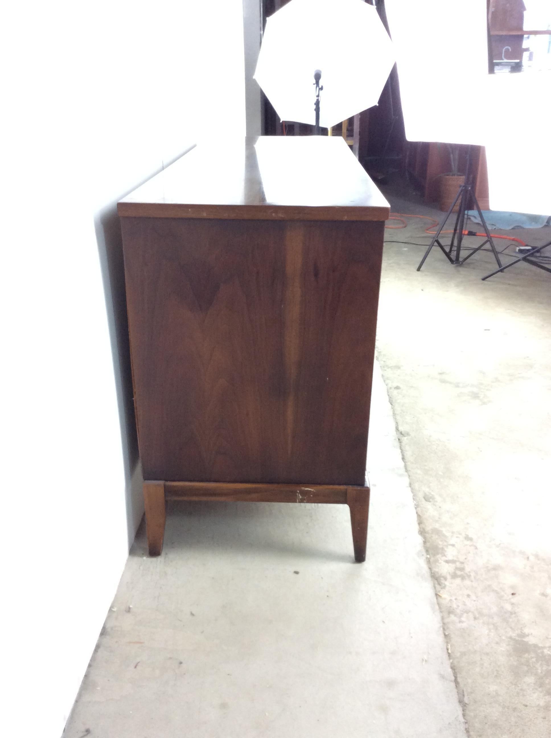 20th Century Mid Century Modern Walnut Credenza with Two Cabinets For Sale