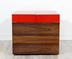 Mid-Century Modern Walnut Cube Mini Bar Rolf Hesland Style Scandinavian, 1960s
