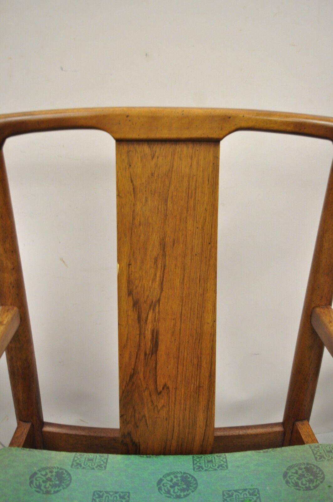 Mid-Century Modern Walnut Curved Angled Back Dining Arm Chairs - a Pair For Sale 1