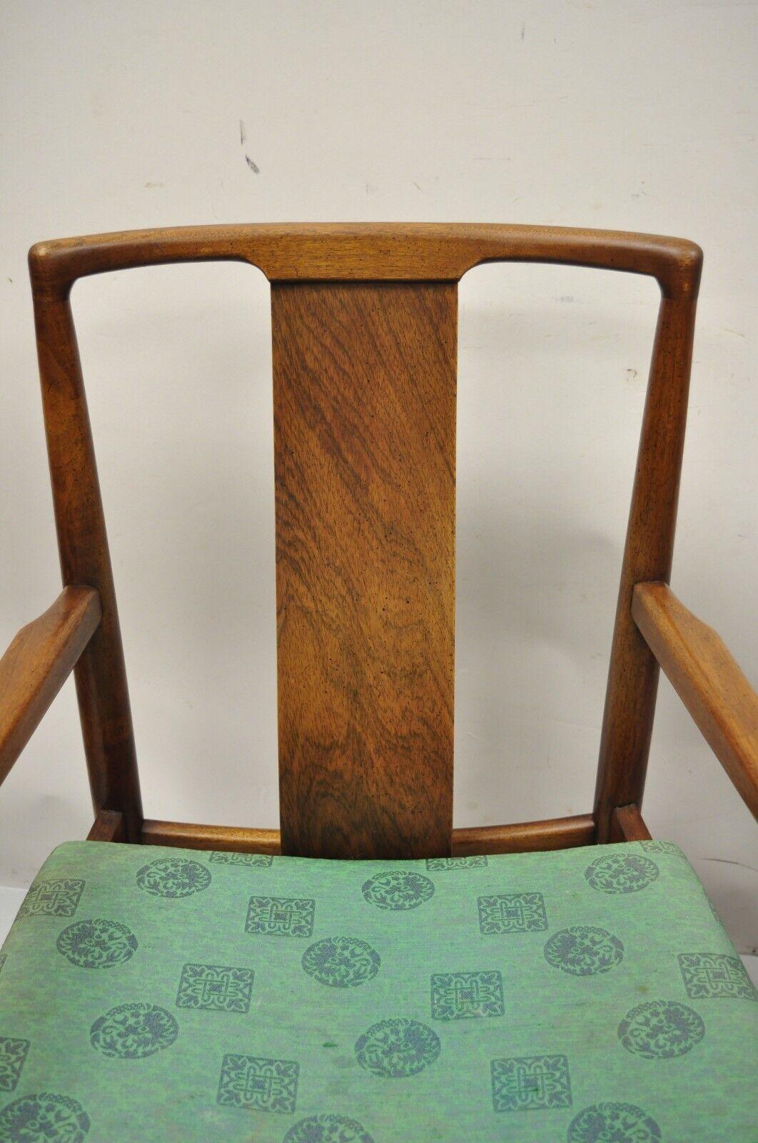 Mid-Century Modern Walnut Curved Angled Back Dining Arm Chairs - a Pair For Sale 2