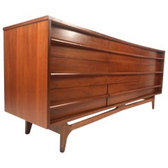 Mid-Century Modern Walnut Curved Front Dresser