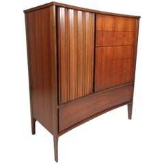 Mid-Century Modern Walnut Curved Front Highboy Dresser