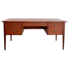 Mid Century Modern Walnut Desk by Founders w/ Finished Back Mid Century Modern Walnut Desk by Founders w/ Finished Back