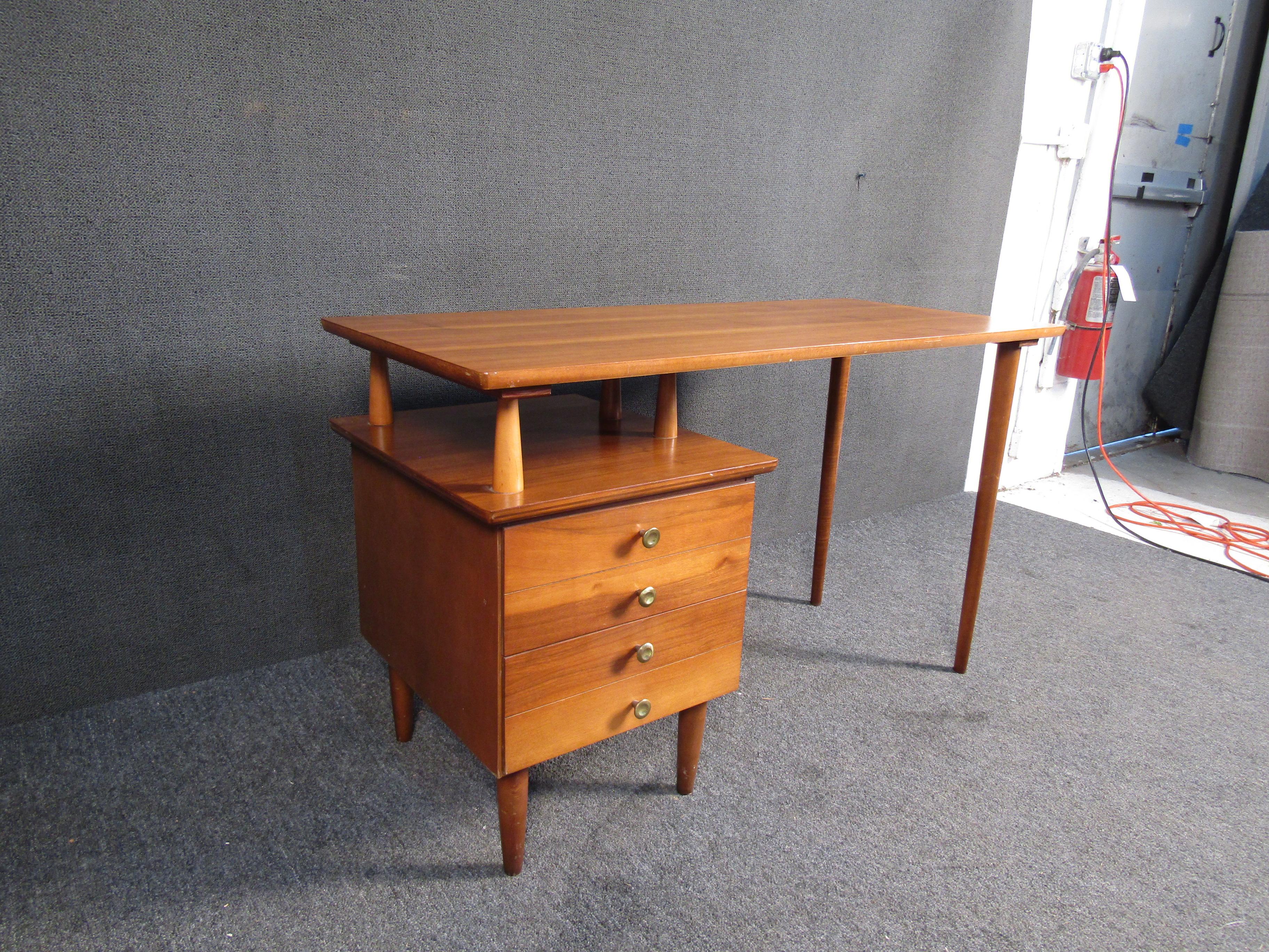 walnut mid century desk