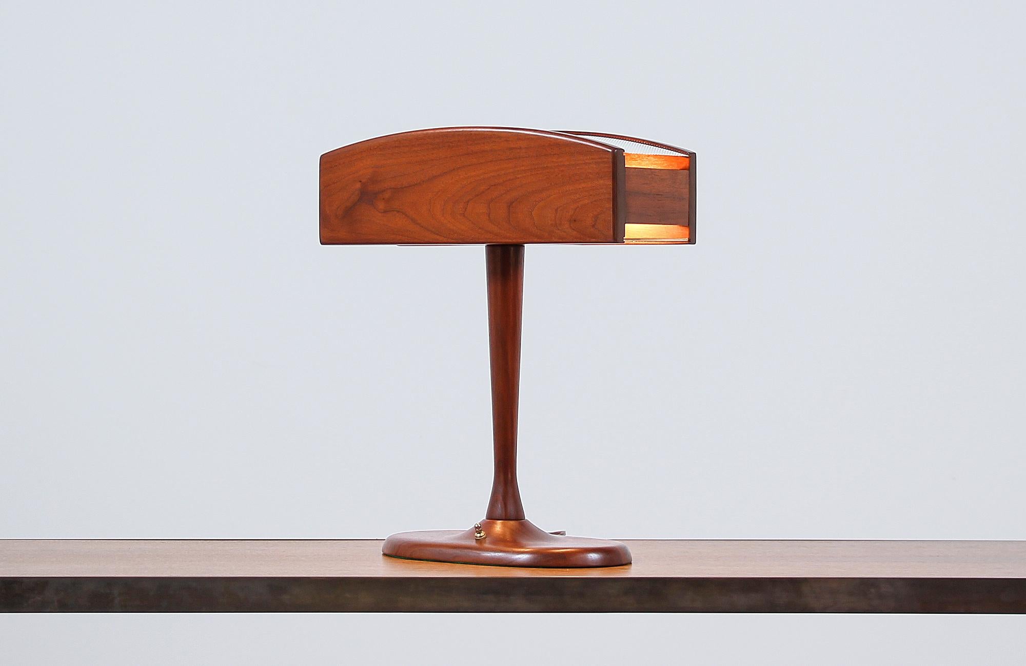 American Mid-Century Modern Walnut Desk Lamp