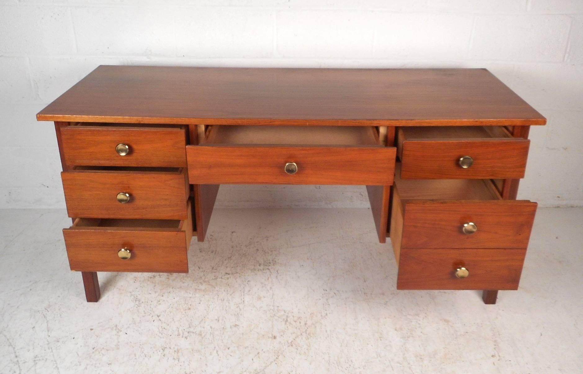 Late 20th Century Mid-Century Modern Walnut Desk with a Finished Back