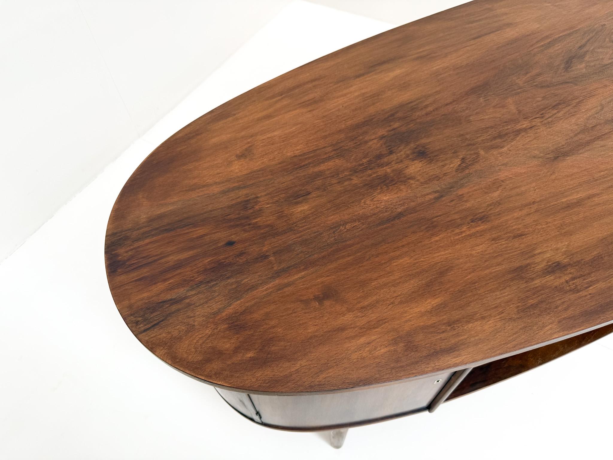 Mid-Century Modern Walnut Desk with Bookshelf Back For Sale 10