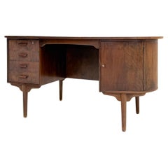 Mid-Century Modern Walnut Desk with Bookshelf Back