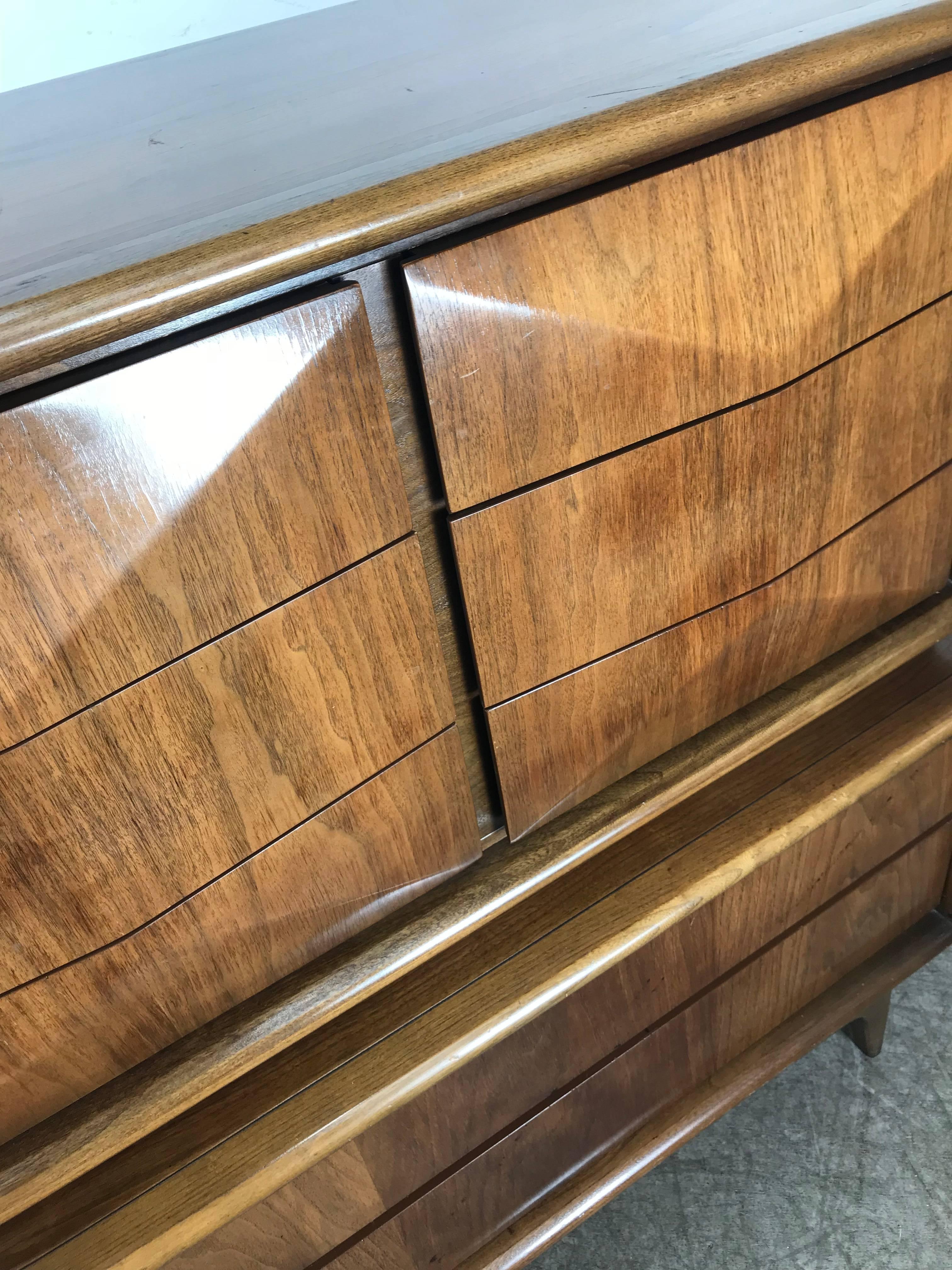 Mid-Century Modern Walnut Diamond Front Chest, United Furniture Co. 1