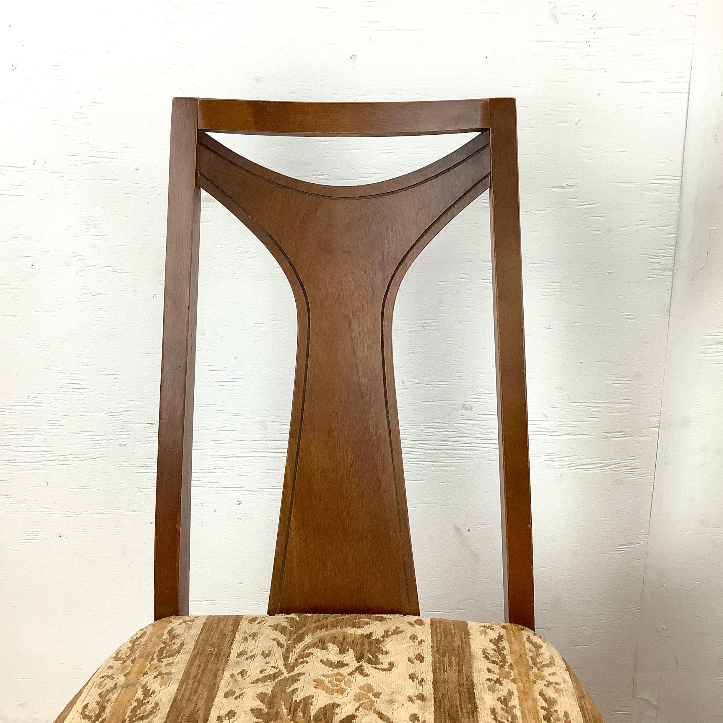 Fabric Mid-Century Modern Walnut Dining Chairs For Sale