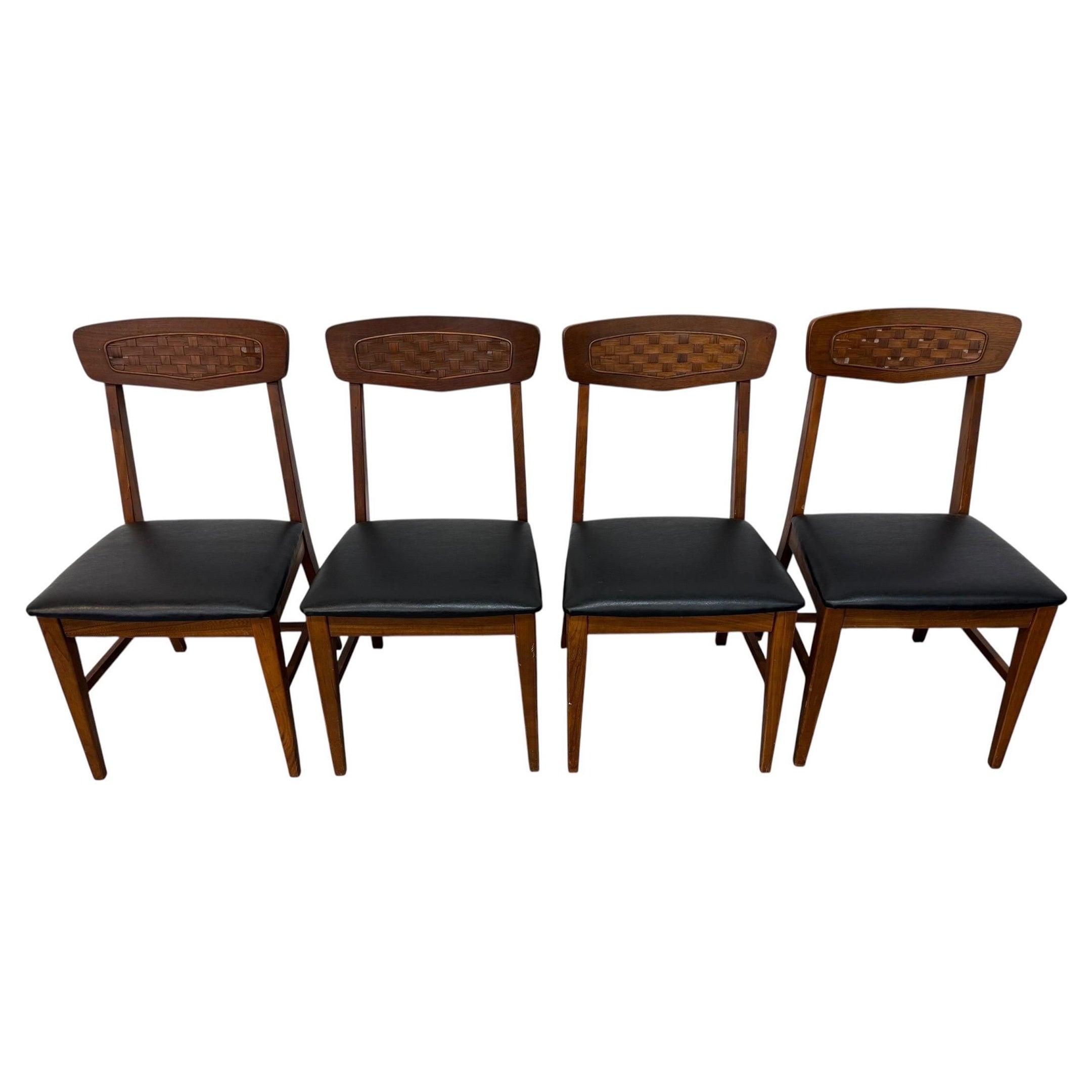 Mid-Century Modern Walnut Dining Chairs - Set of 4