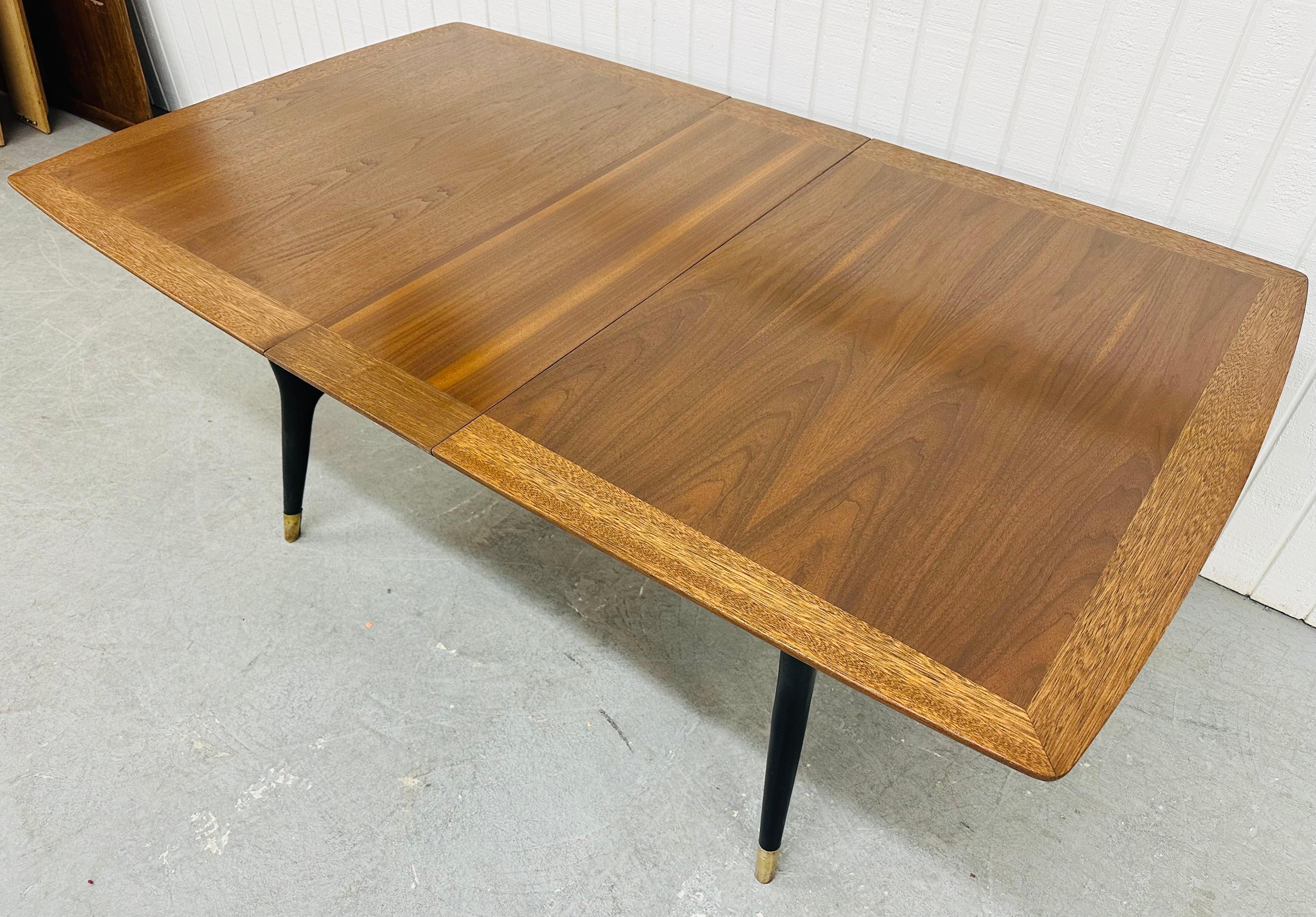 Brass Mid-Century Modern Walnut Dining Table For Sale