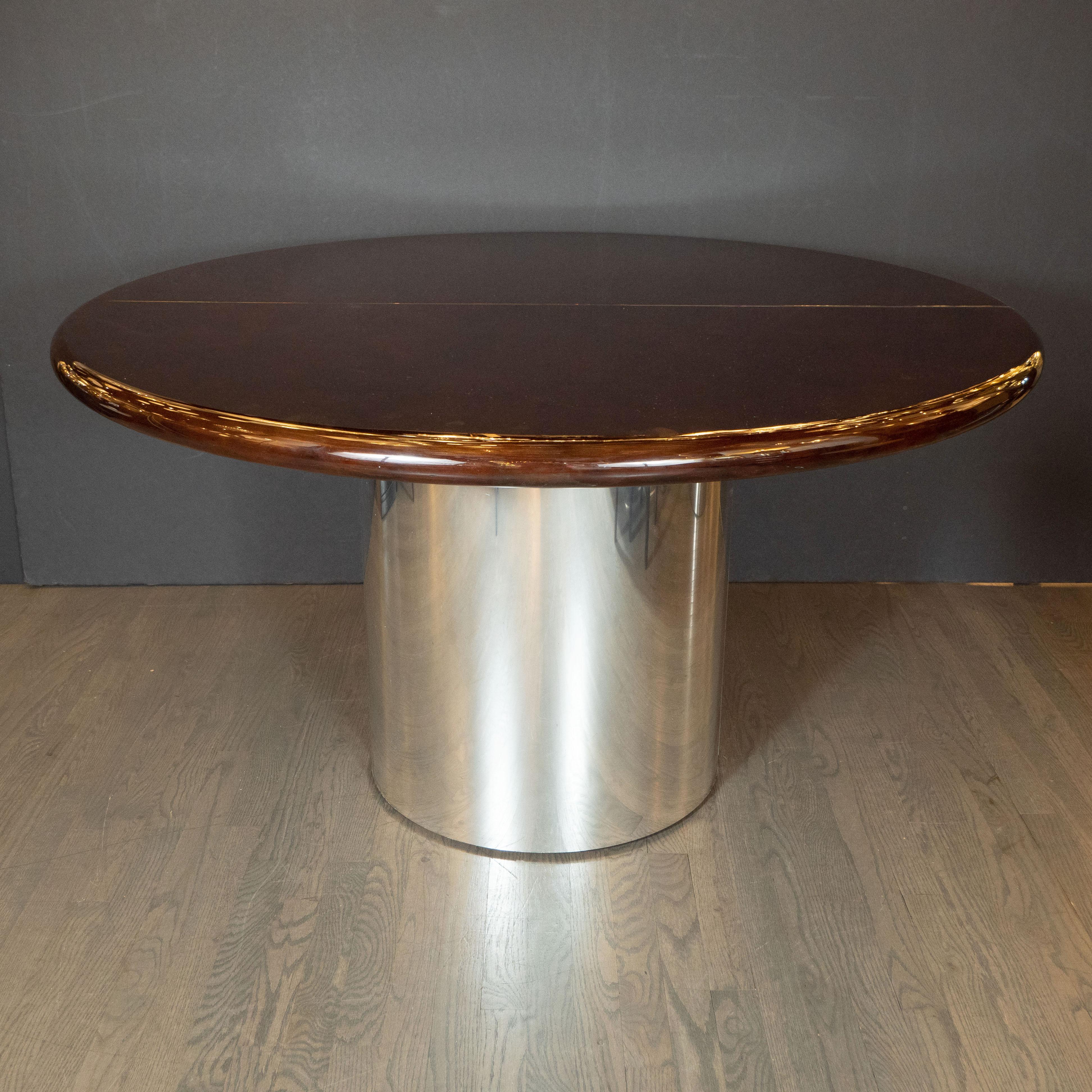 Mid-Century Modern Walnut Dining Table with Demilune Chrome Feet by Directional  5