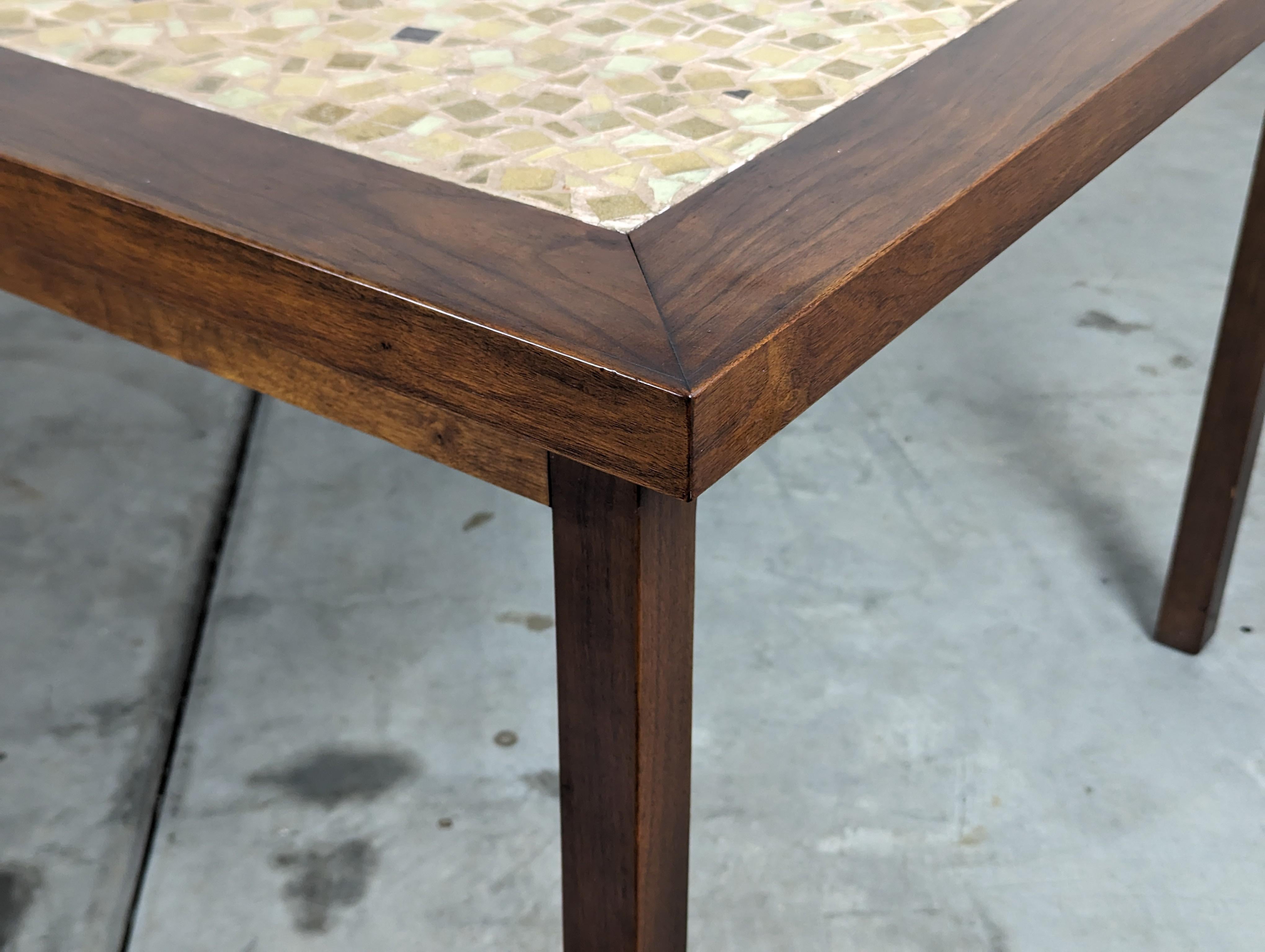 Mid Century Modern Walnut Dining Table with Mosaic Ceramic Tiled Top, c1970s For Sale 3