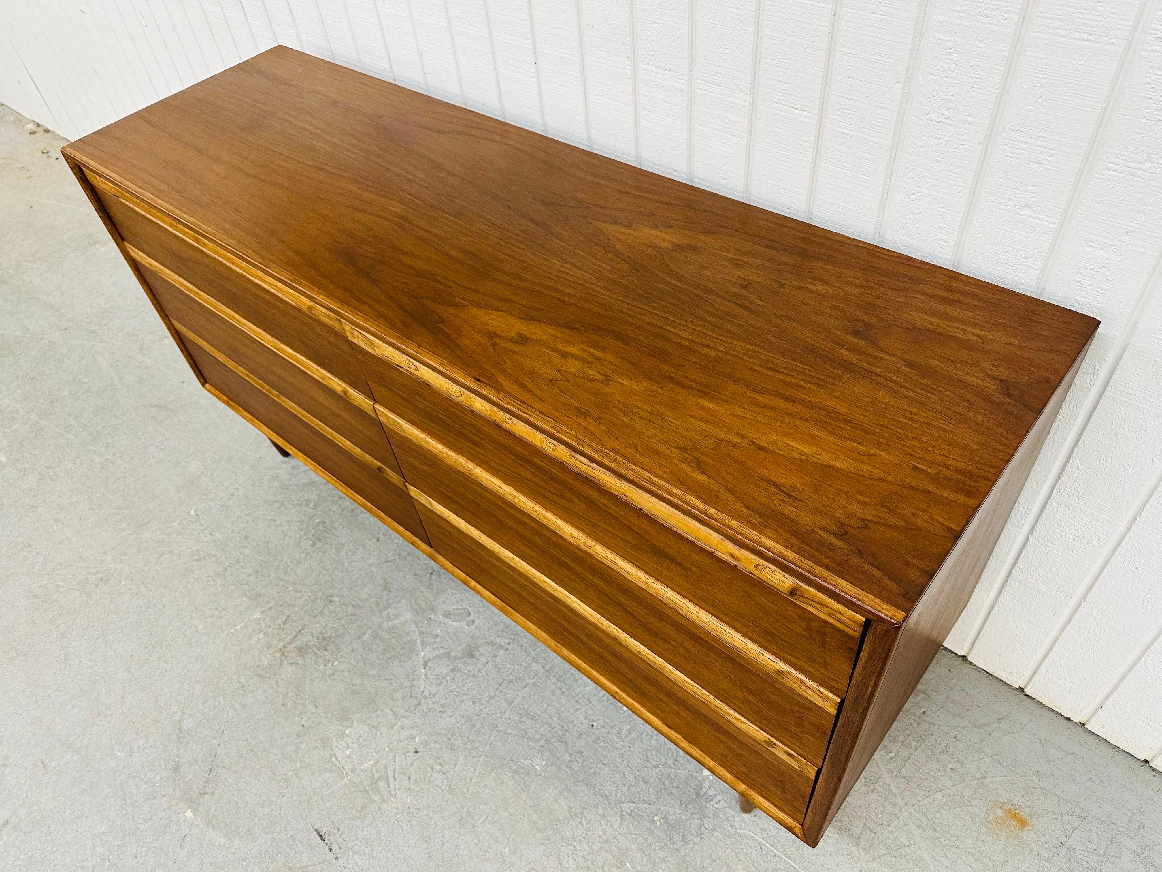 Wood Mid-Century Modern Walnut Double Dresser