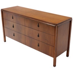 Mid-Century Modern Walnut Double Dresser with Tear Drop Pulls