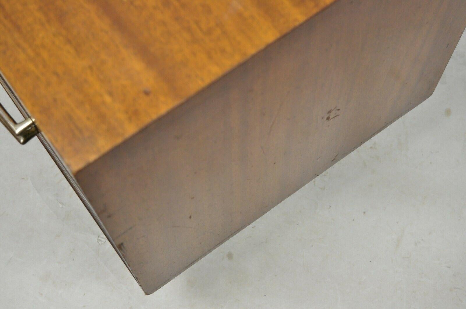Mid-Century Modern Walnut Double Pedestal Nightstand Bedside Table 5