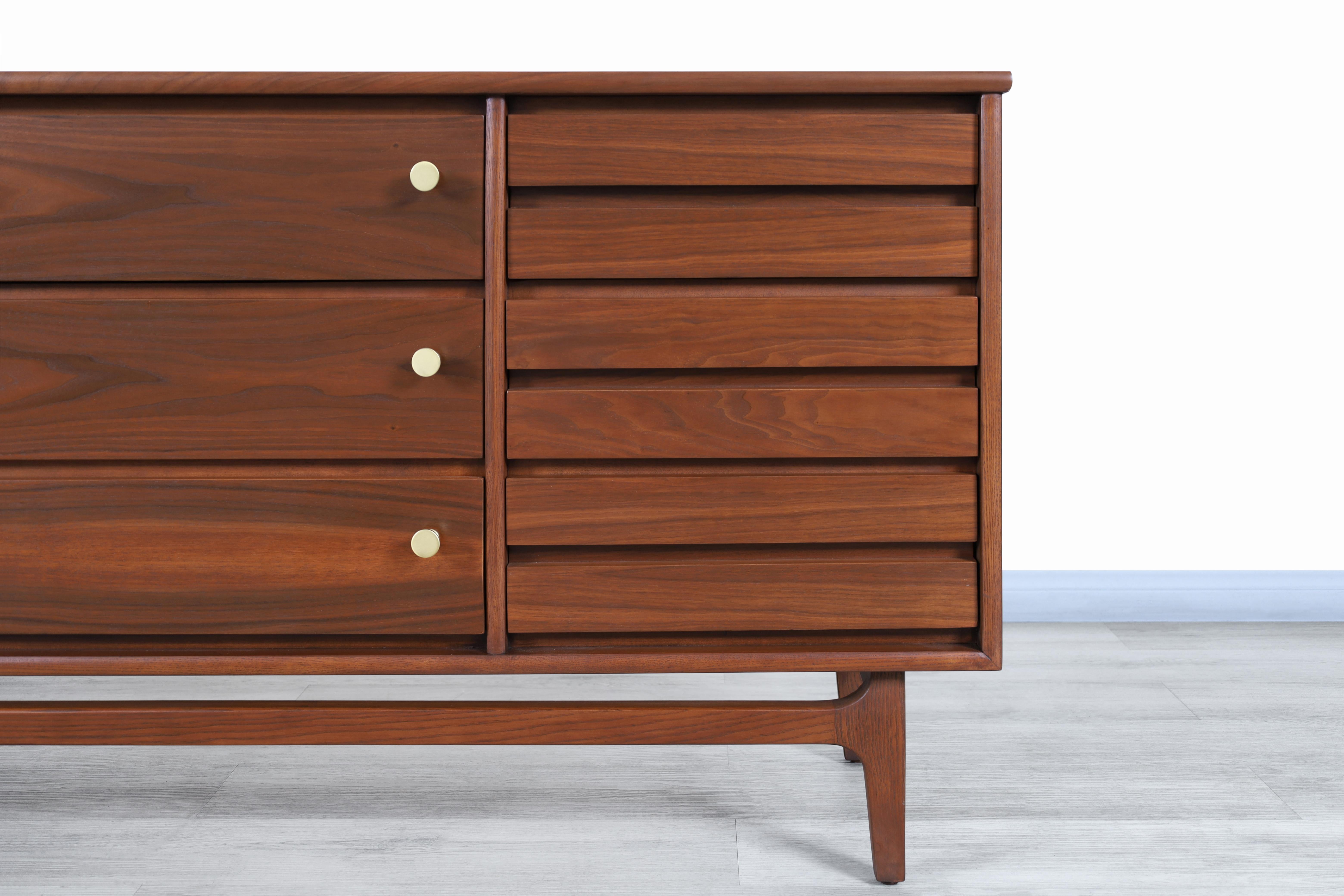 Mid-Century Modern Walnut Dresser by Stanley Furniture 2
