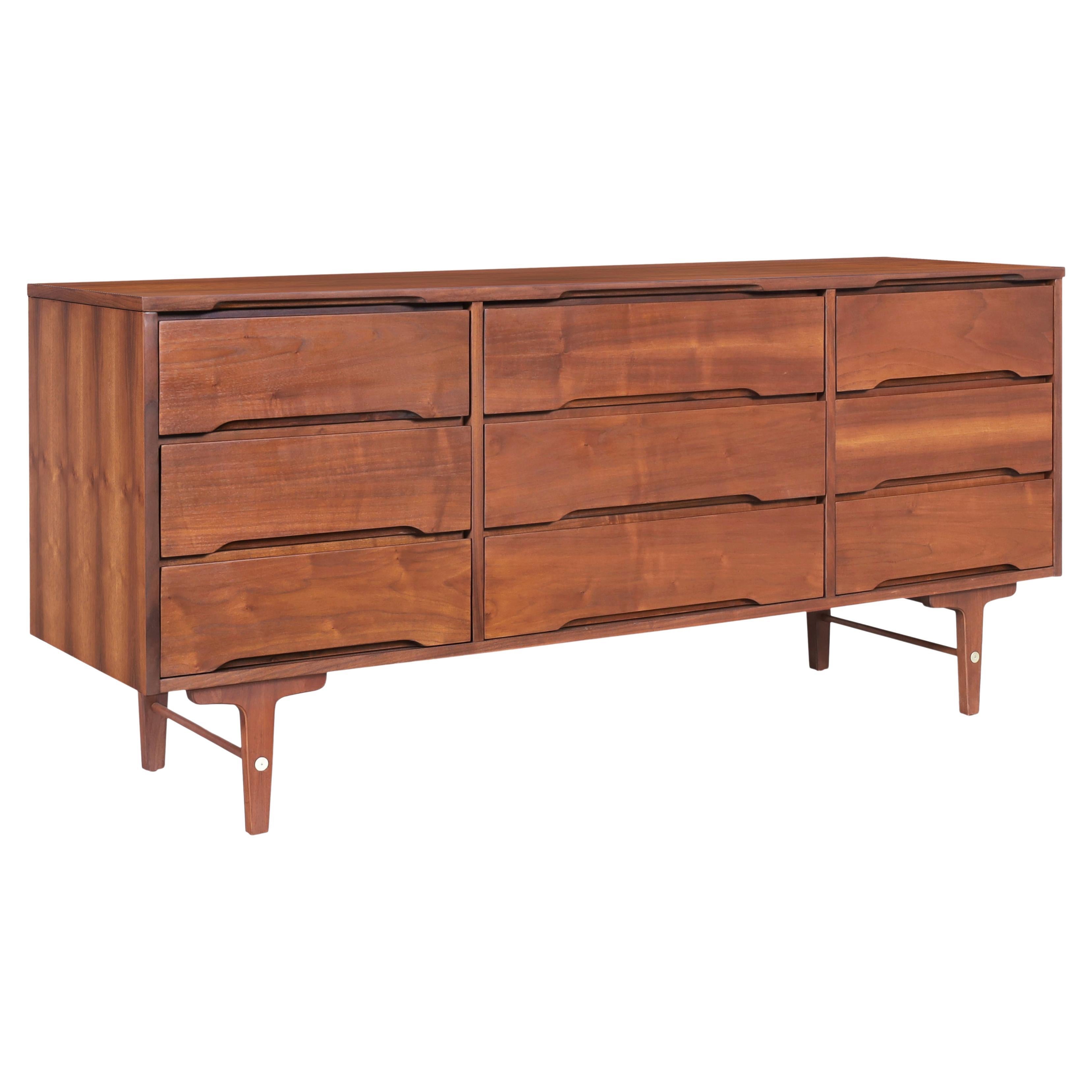 Mid-Century Modern Walnut Dresser by Stanley Furniture For Sale