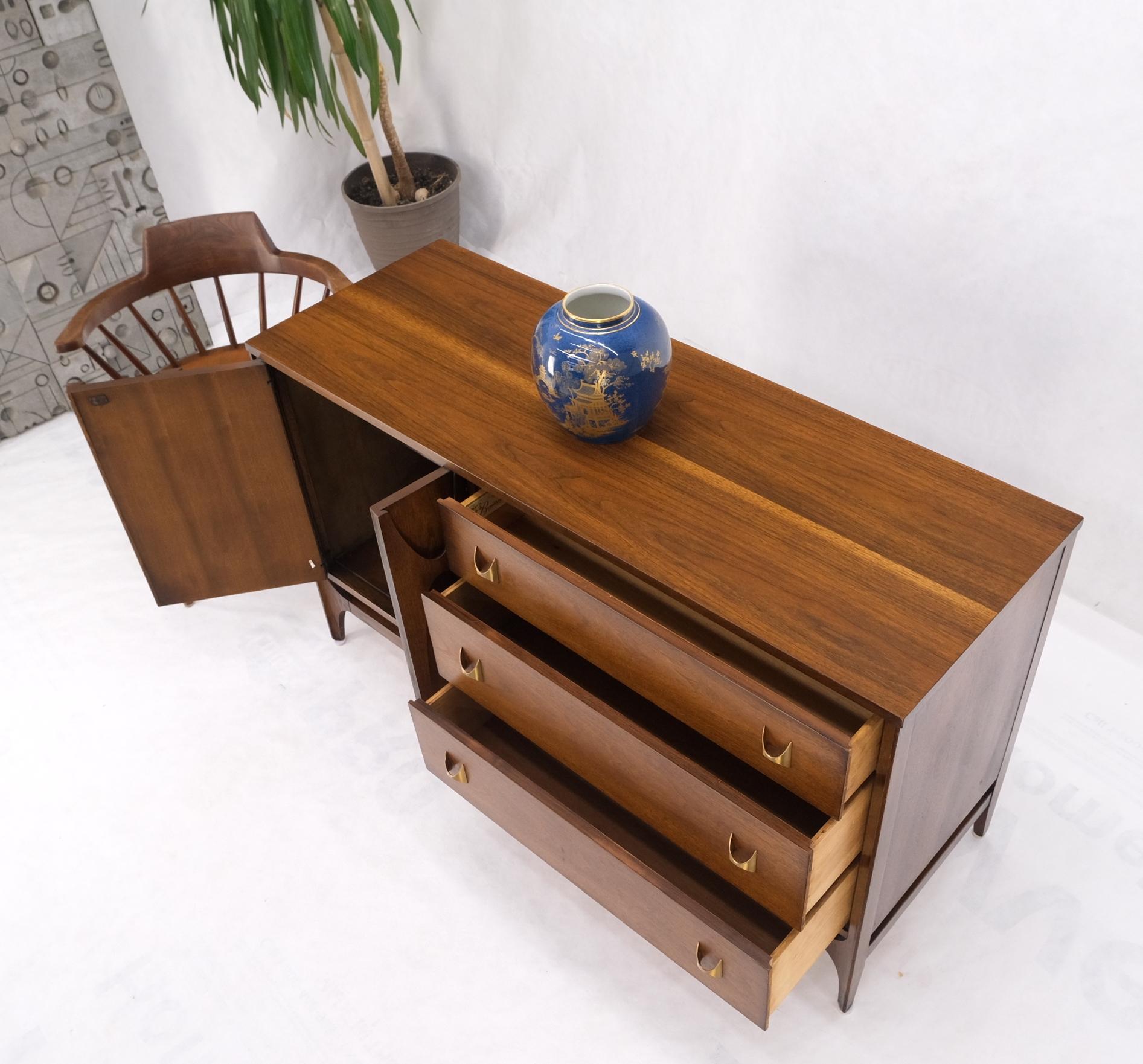 Mid-Century Modern walnut dresser credenza sculptural molded front doors mint!.