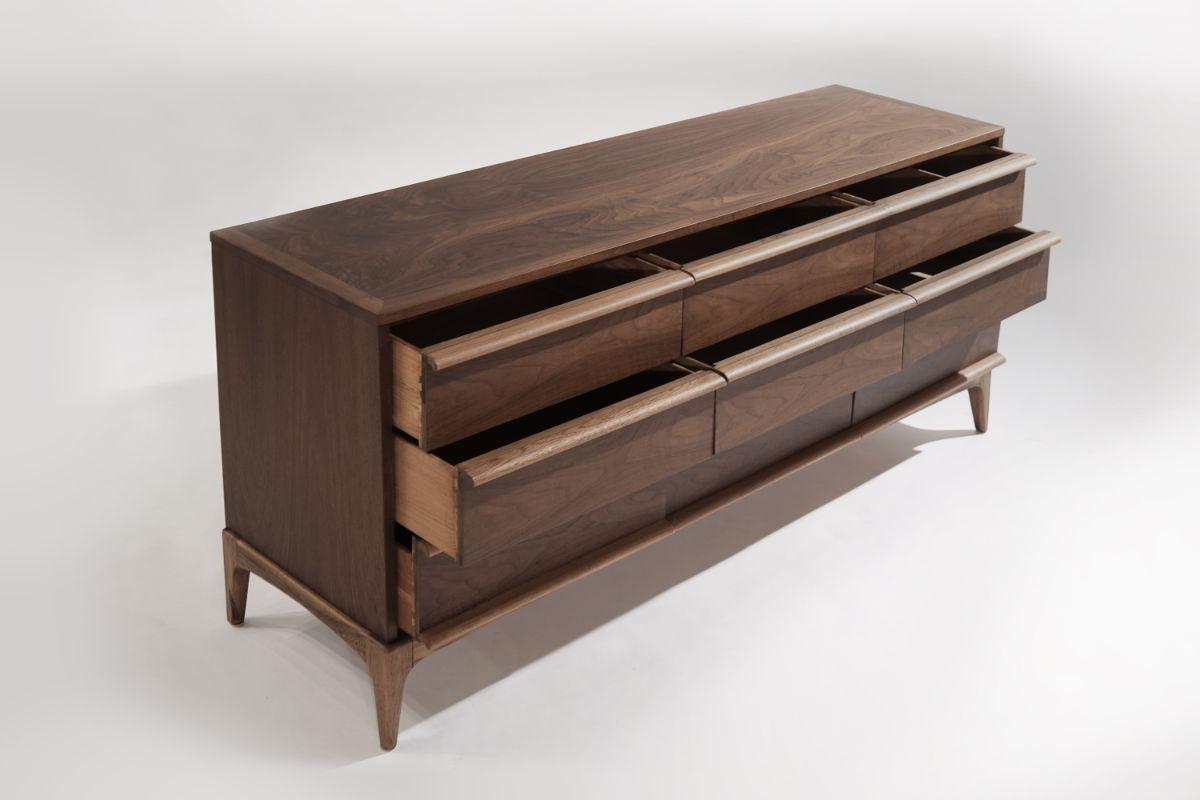 Oak Mid-Century Modern Walnut Dresser