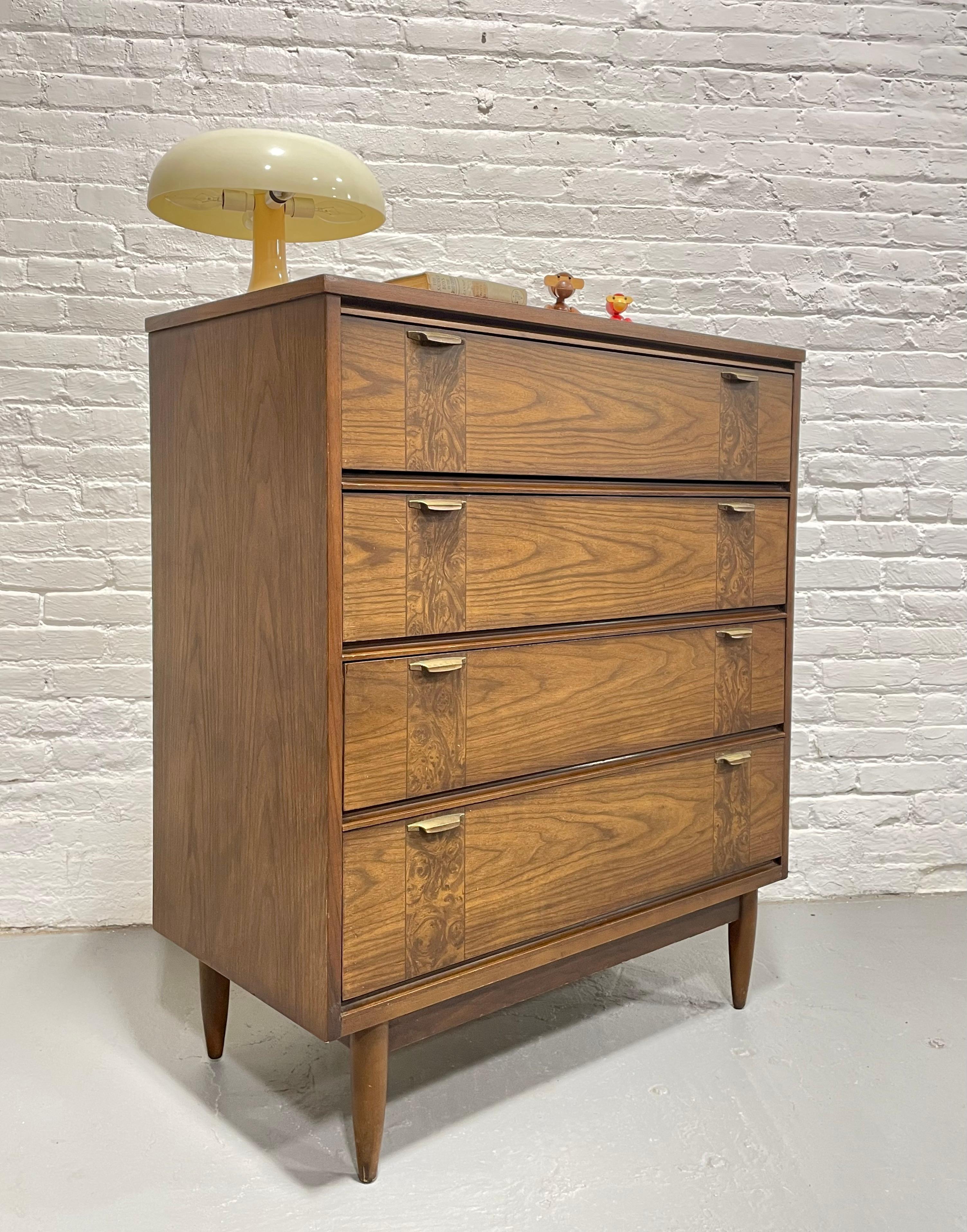 Wood Mid Century MODERN Walnut DRESSER / Highboy, c. 1960's For Sale