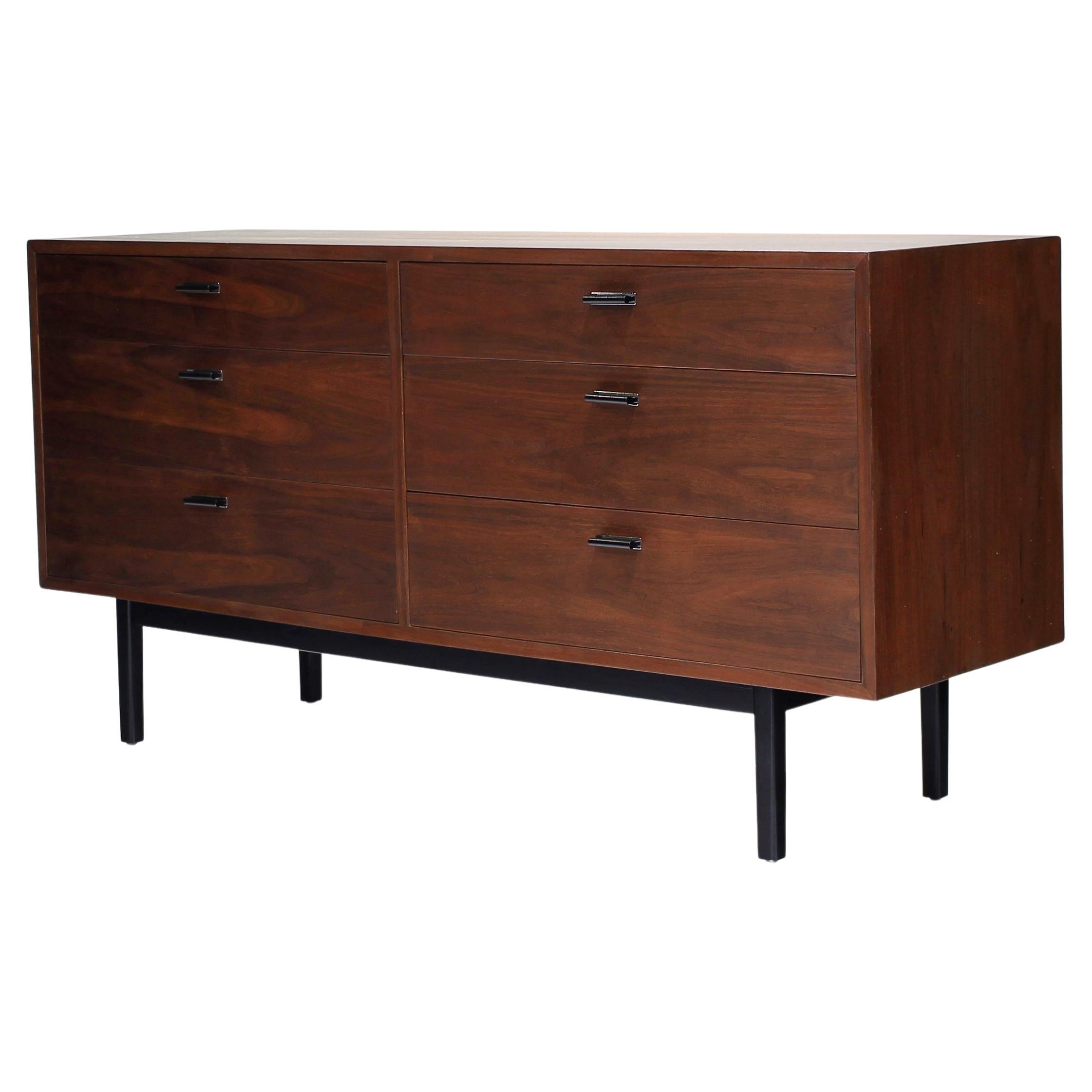 Mid-Century Modern Walnut Dresser with 6 Drawers by Jack Cartwright For Sale