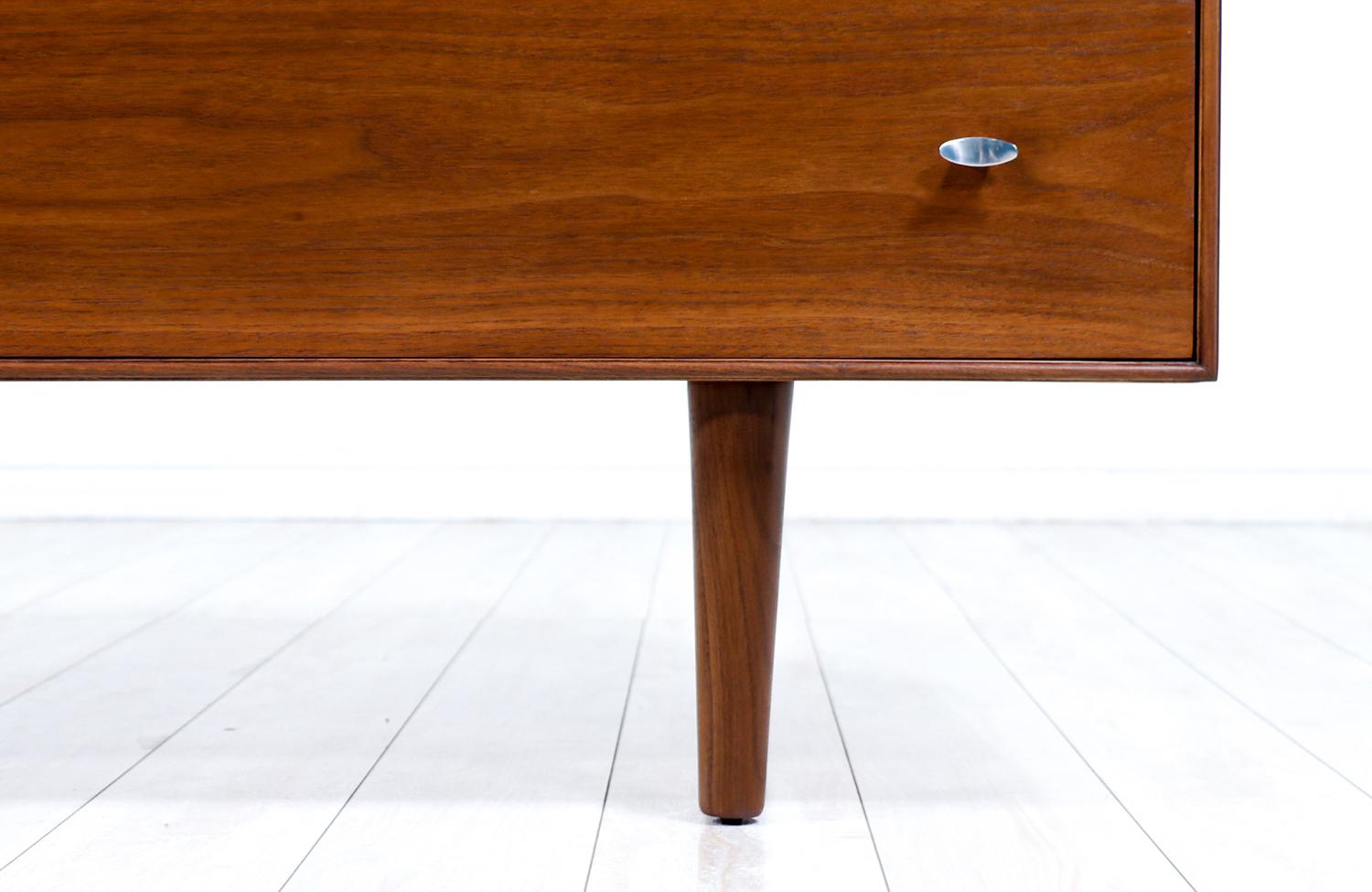 Mid-20th Century Mid-Century Modern Walnut Dresser with Chrome Pulls by R-Way Furniture