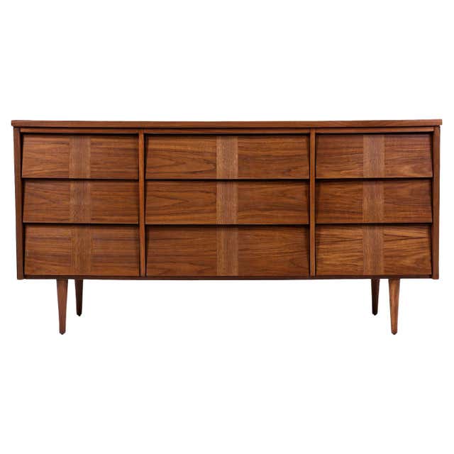 Midcentury Walnut Dresser with Louvered Drawers at 1stDibs