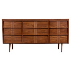 Mid-Century Modern Walnut Dresser with Slatted Drawers
